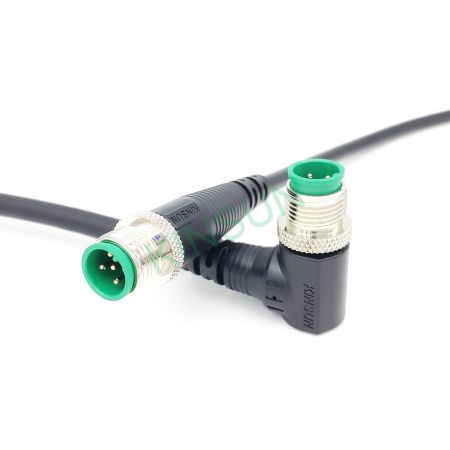 M12 A-kódovaný mužský kabel - KINSUN vodotěsné IP68 M12 A-kódované kabelové sady mají možnost rovných a pravoúhlých konfigurací. Procházejí testy vzduchotěsnosti a ohýbání, aby se zajistila jejich odolnost.